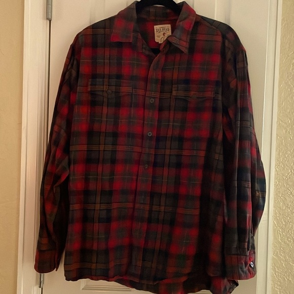 Light flannel red striped Red Head Brand Co. long sleeve men size large - Picture 1 of 2